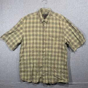 Marino Bay Plaid Button Up Short Sleeve Casual‎ Shirt XLT